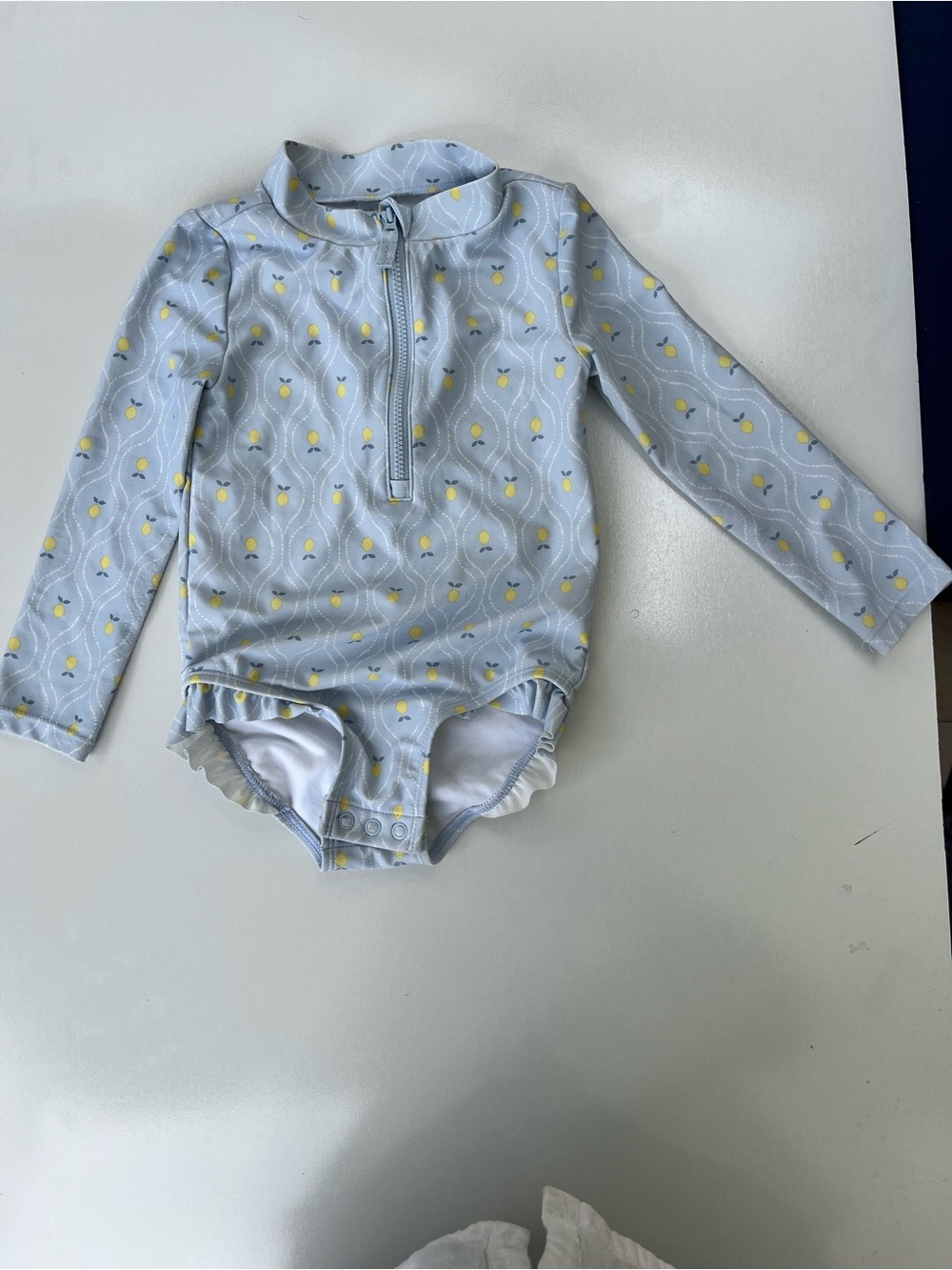 Carter's Light Blue Long Sleeve Rashguard with Yellow Lemon Print